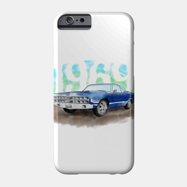 Vintage Watercolor 1969 Oldschool American Muscle Car Muscle Car