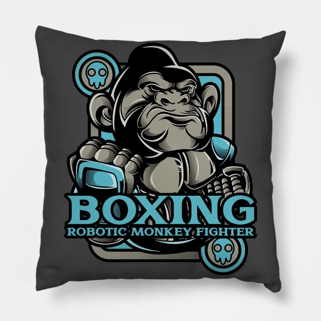 Boxing Robotic Monkey Fighter Pillow by soondoock