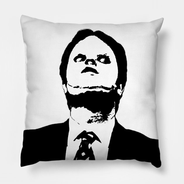 Dwight Wearing CPR Dummy Face Mask Funny Office Fan Art Pillow by graphicbombdesigns