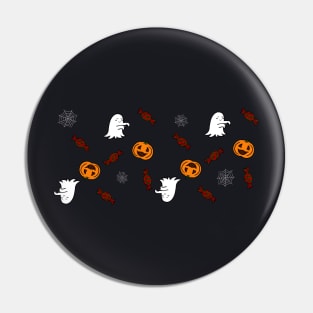 Cute halloween pattern with ghosts, pumpkins and candy Pin