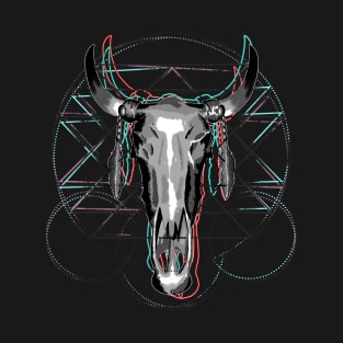 Geometric Gltich, Steer Skull T-Shirt