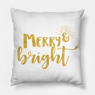 Merry and Bright Faux Gold Pillow