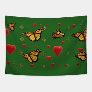 butterflys and red hearts Tapestry