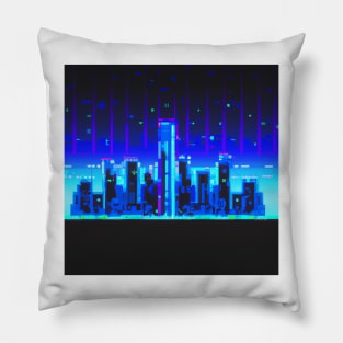 Pixel art cyberpunk cities 2 Pillow