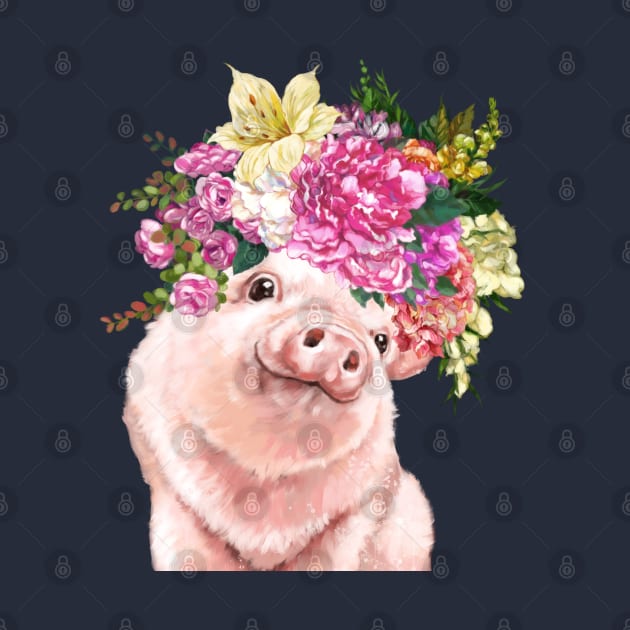 Lovely Baby Pig with Flower Crowns by bignosework