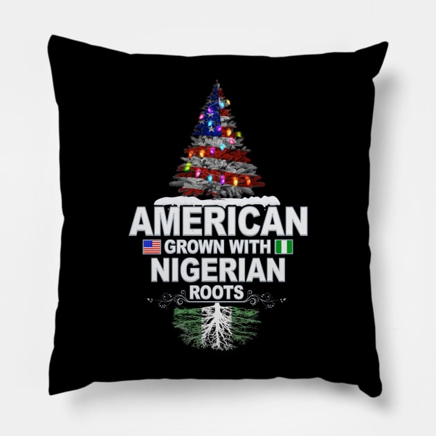 Christmas Tree  American Grown With Nigerian Roots - Gift for Nigerian From Nigeria Pillow by Country Flags