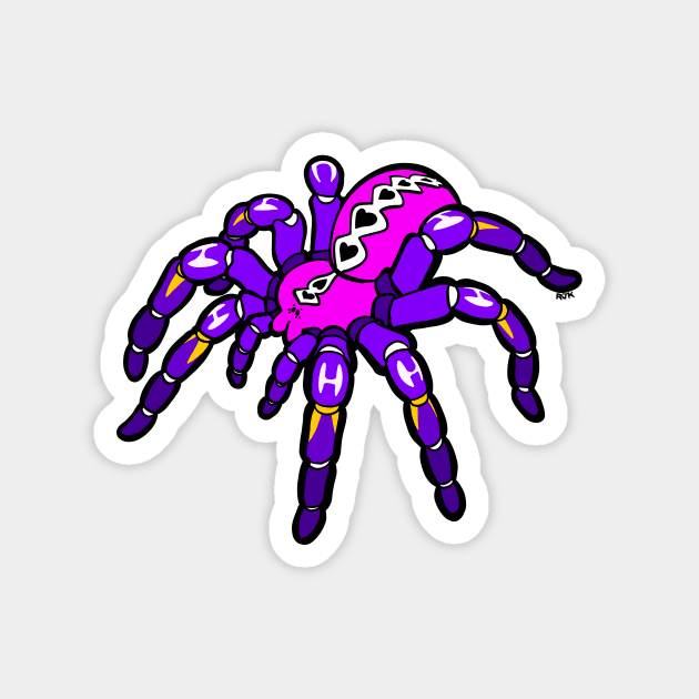 Purple Pokie Poecilotheria Metallica Gooty Sapphire Tarantula Bold Smooth Black Outline Magnet by RJKpoyp