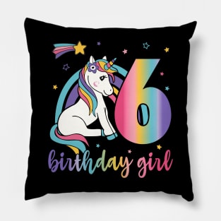 6th Birthday Girls Unicorn Pillow