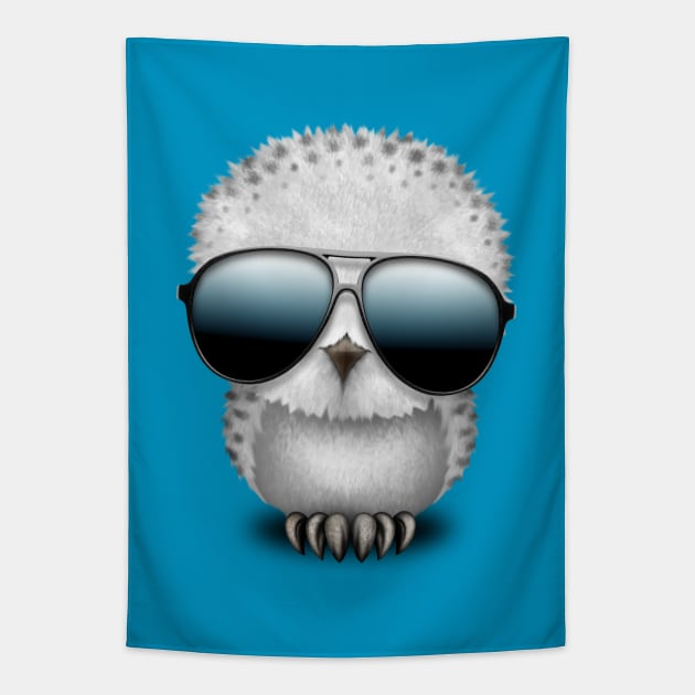 Cute Baby Owl Wearing Sunglasses Tapestry by jeffbartels