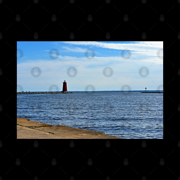 Manistique Pierhead Lighthouse on Lake Michigan by Viking Visual - Lori Svensen