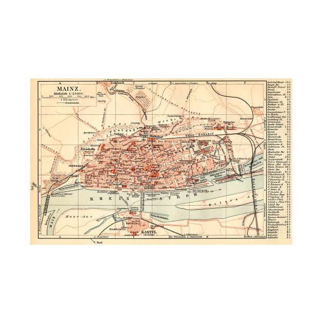 Vintage Map of Mainz Germany (1905) by Bravuramedia