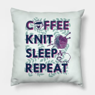 Coffee knit sleep repeat Pillow