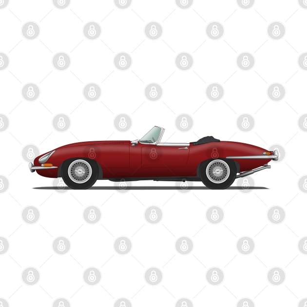 Jaguar E Type Roadster Maroon by SteveHClark