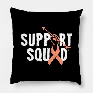 Support Squad Uterine Cancer Awareness Endometrial peach Ribbon Pillow