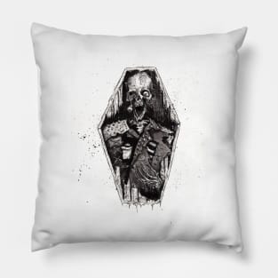 Punk is Not Dead , ink painting skeleton Pillow