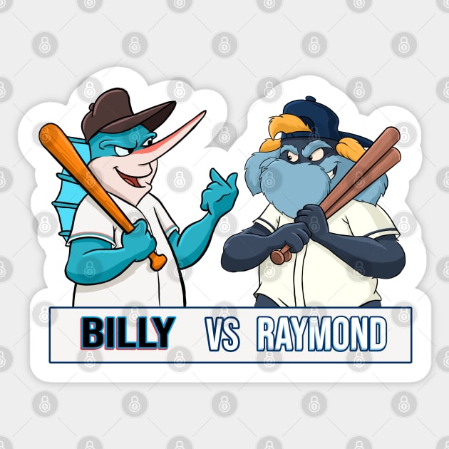 Billy the Marlin vs Raymond Tampa Bay Rays Baseball, Miami Marlins Baseball  Mascots MLB - Baseball - Sticker