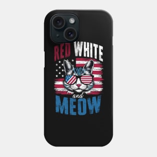 Red White And meow american flag Phone Case
