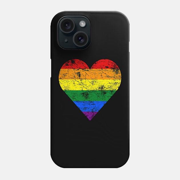 Vintage LGBT Gay Lesbian Pride Heart Flag Phone Case by BrightGift