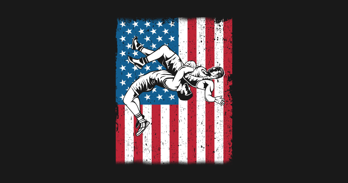 Wrestling American Flag Design Wrestling Usa Flag Sticker TeePublic