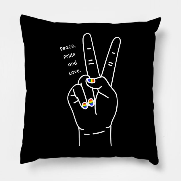 Peace, Pride and Love Pillow by Bruno Pires