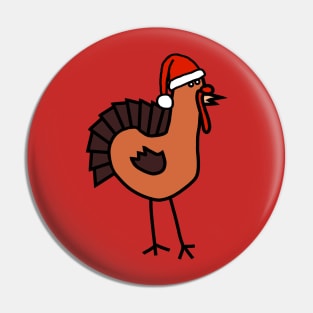 Thanksgiving Turkey Wearing a Santa Hat for Christmas Pin