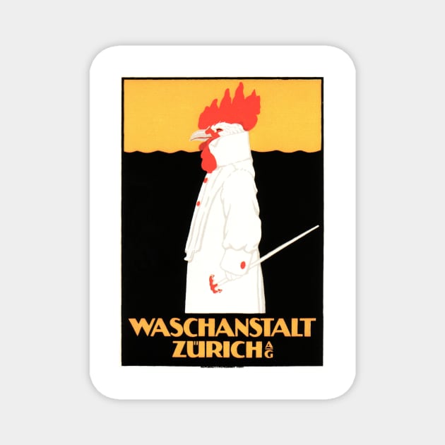 Waschanstalt Zurich Tuxedo Rooster Switzerland Vintage Magnet by vintageposters