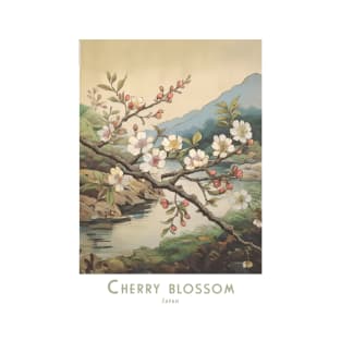 Vintage Retro Cherry Blossom Art Japan T-Shirt