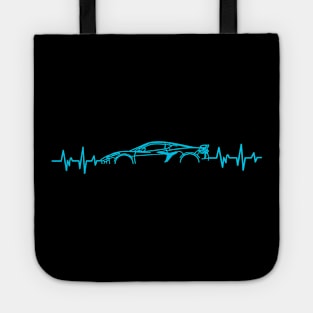 C8 Z06 Corvette Heartbeat Rapid Blue Supercar EKG Sports Car Heart Beat Line Racecar Pulse Tote