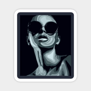 Unknown Stylish Girl in Sunglasses vector portrait Magnet
