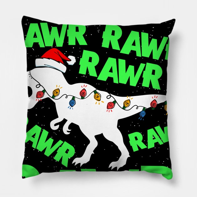 Funny Dinosaur Fa Ra Ra Rawr Rawr Christmas Tree Rex Xmas Pillow by thuden1738