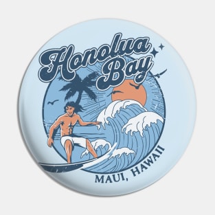 1970s Vintage Surfing Hanalei Bay, Kauai' Hawaii Retro Sunset // Old School Surfer // Surf Hawaii Pin