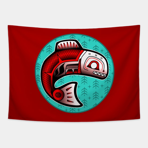 Sacred Salmon Tapestry by NateArtDesign