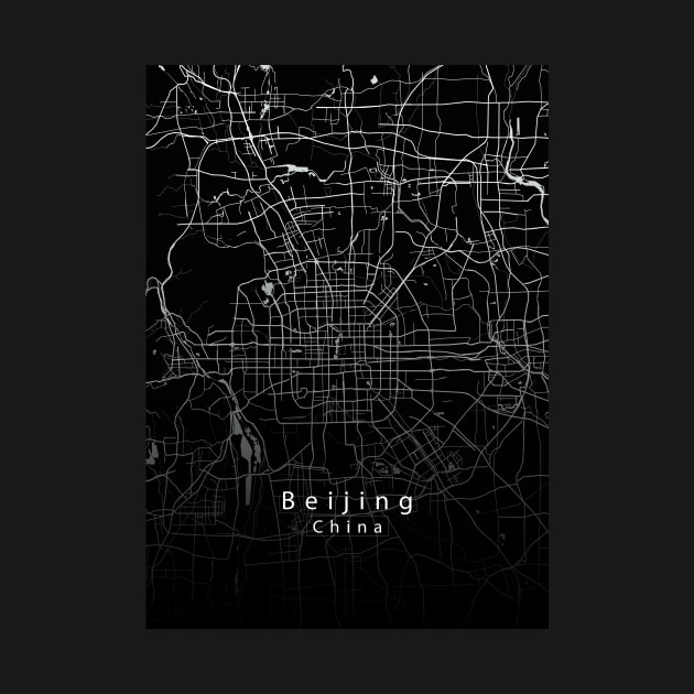 Beijing China City Map dark by Robin-Niemczyk