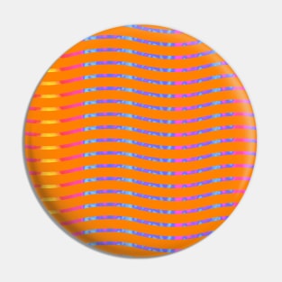 Wavy Lines Rainbow on Orange Pin