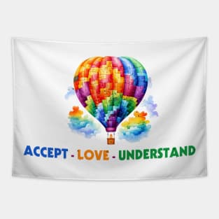 Accept love understand Autism Awareness Gift for Birthday, Mother's Day, Thanksgiving, Christmas Tapestry
