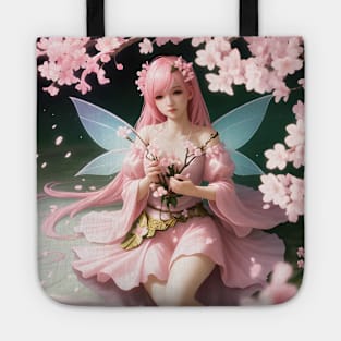 Beautiful Pink Sakura Flower Japanese Manga Girl Cherry Blossom Fairy Tote
