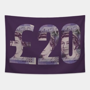 £20 British Pound Sterling Banknote Note Bill Purple Paper Money Tapestry