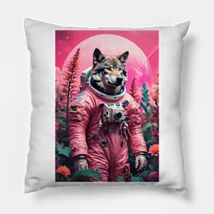 AstroWolf in Alien Jungle Pillow