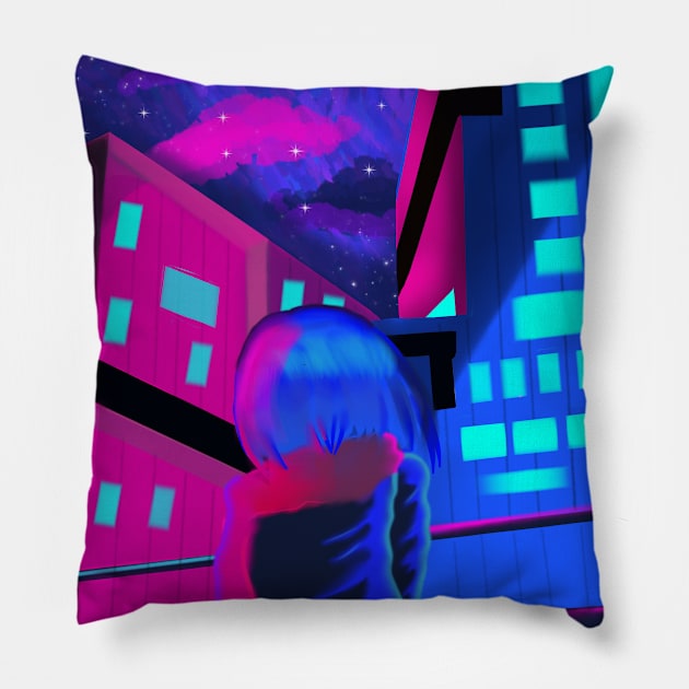 neon city Pillow by mrunal