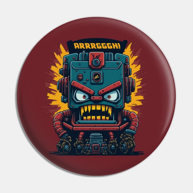 Angry Robot Pin by Stuttgart Sticker Company