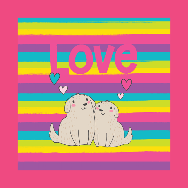 Valentine Rainbow Puppies by TealFeatherCreations1