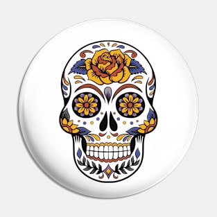 Floral Skull and Bone Pin