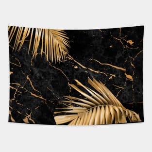 Black Gold marble tropic Tapestry