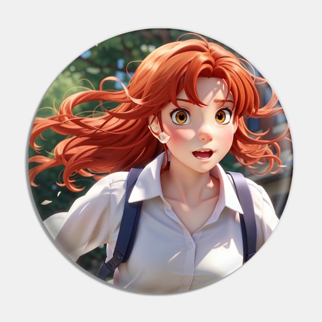 anime girl with red hair and white shirt ! back to school Pin by A.S.P.E.D.I.A