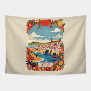 Vintage Travel Portugal Design Tapestry