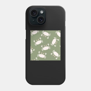 Ocean Crabs in leaf green and off white Phone Case