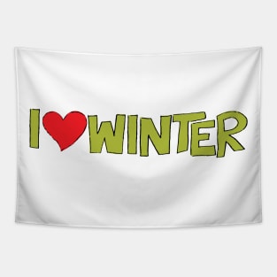 I Heart Winter Illustrated Text with a heart Tapestry