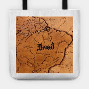 Brazil Map in Leather Tote