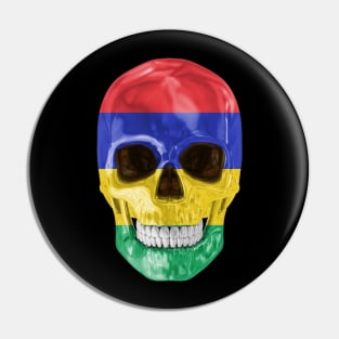 Mauritius Flag Skull - Gift for Mauritian With Roots From Mauritius Pin