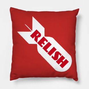 Bomb Relish Logo White&Red Pillow